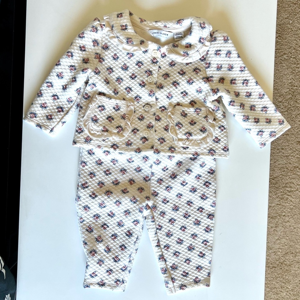 Janie and Jack Floral Quilted Cardigan & Pant Baby Girl Matching Set